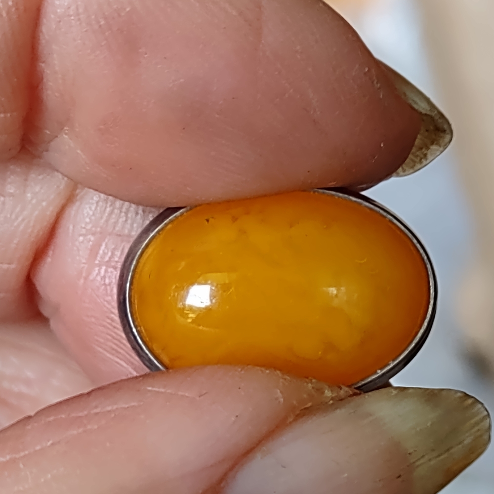 vintage Egg Yolk Baltic Amber Earrings - Sterling Silver - Clip-on - Picture 16 of 16